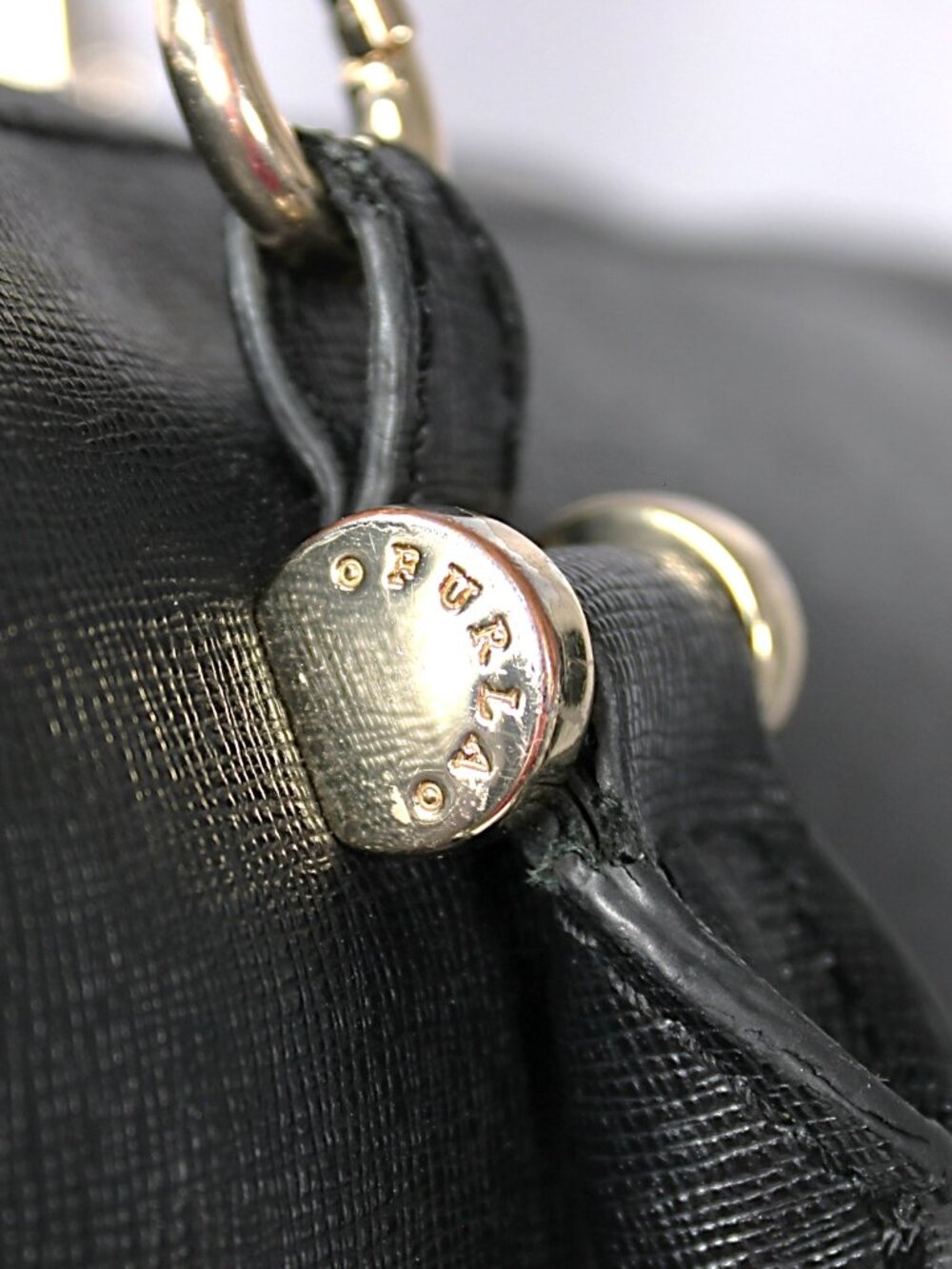 Furla Black Leather Satchel Top Handle Bag w/ Shoulder Strap Gold Hardware - Picture 10 of 12